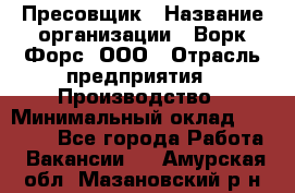 Пресовщик › Название организации ­ Ворк Форс, ООО › Отрасль предприятия ­ Производство › Минимальный оклад ­ 35 000 - Все города Работа » Вакансии   . Амурская обл.,Мазановский р-н